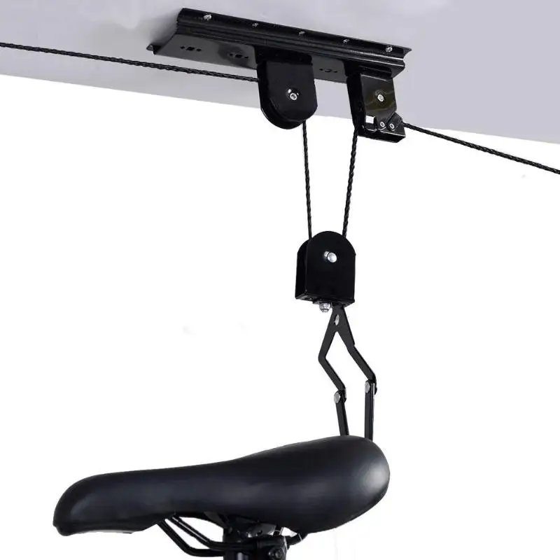  45 lbs Strong Bike Bicycle Lift Ceiling Mounted Hoist Storage Garage Hanger Pulley Rack Metal Lift 