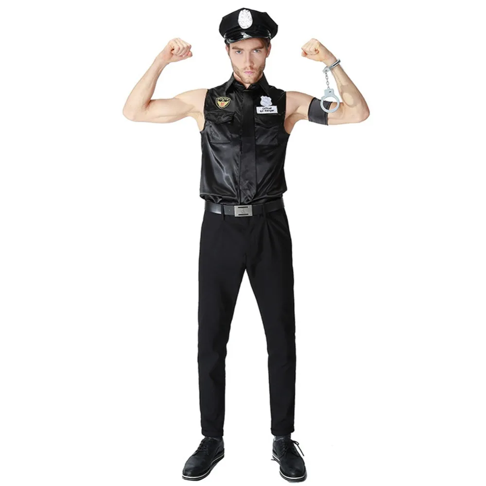 Взрослый Америка США полиция Грязный полицейский форма полицейского Топ рубашка Необычные костюмы на Хэллоуин косплей одежда для мужчин