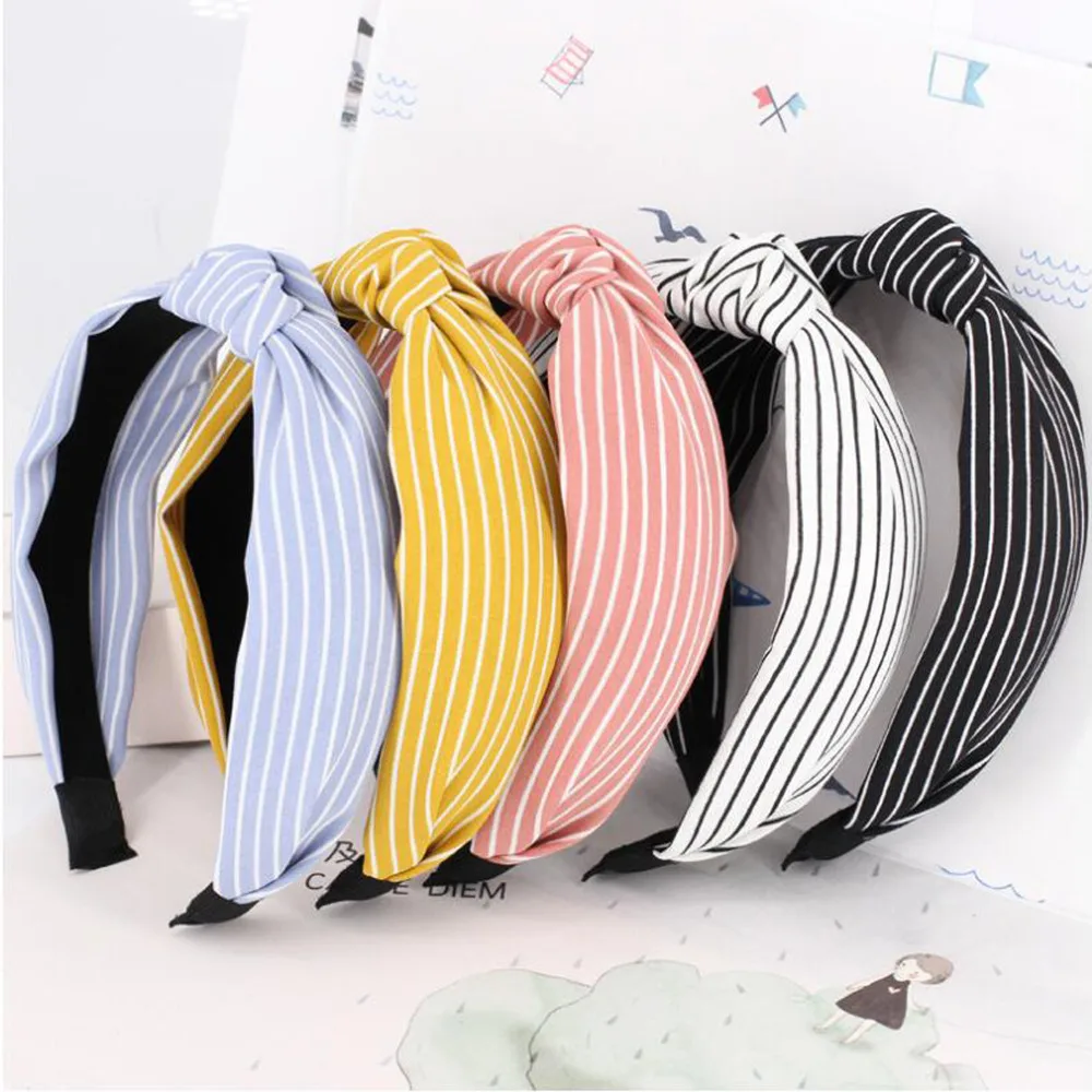 

Fashion Striped Hair Accessories Hairband Wholesale Elastic Hair Band Fresh Style Women's Turban Hair Hoop
