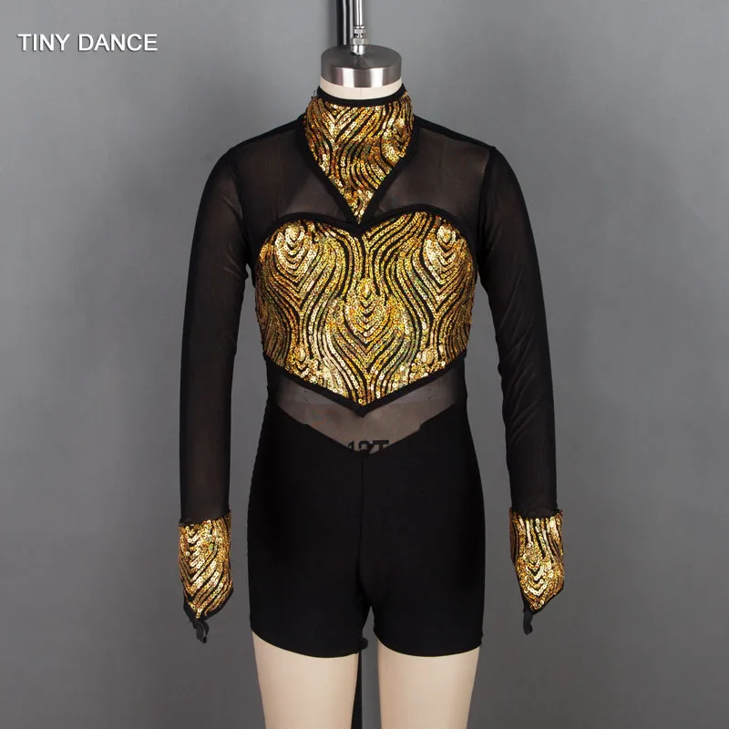 Boy Short Design Child & Adult Black Mesh Long Sleeve Jazz and Tap