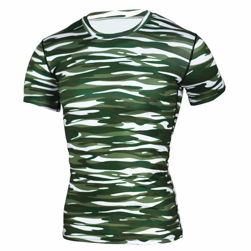 Темно-зеленые полосатые футболки с принтом Мужская компрессионная футболка топы Мужские Кроссфит фитнес спортивная одежда колготки рубашки для бега Joggin