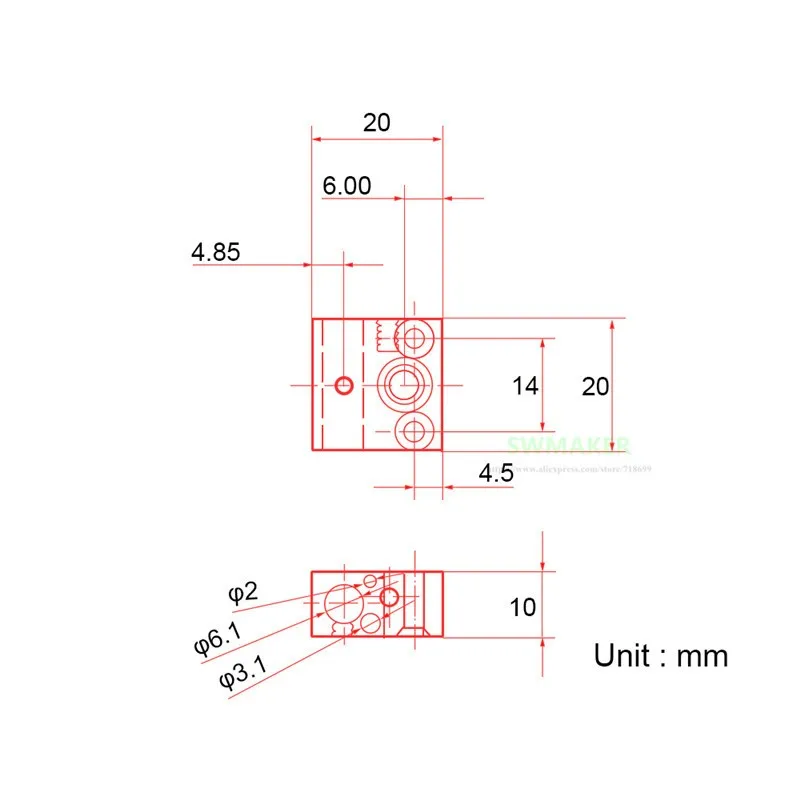 1 шт. обновленный черный алюминиевый Creality CR 10 Ender 3 нагреватель Блок для 10S 3D