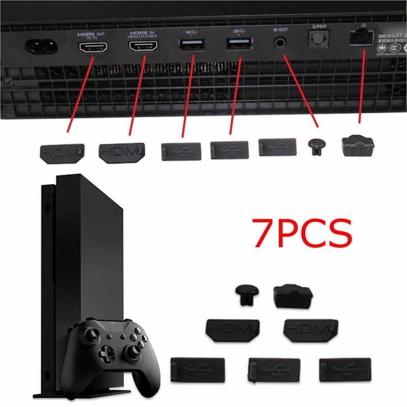 

7x Anti Dust Dustproof Case Cover Stopper Cap Kits for Xbox One X Gaming Console