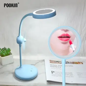 

LED USB Rechargable Mirror Desk Lamp Touch Sensor Foldable Table Lamp With Mini Fan for Home Reading Working