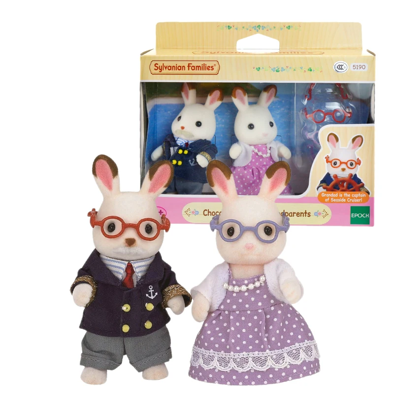 Sylvanian Families пушистый зверек кукольный рисунок шоколадный заяц бабушки и дедушки 2 предмета в комплекте девочки; дети подарок#5190