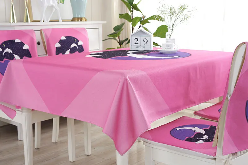 Proud Rose Waterproof Linen Table Cloth Cartoon Table Cover Chair Set Pillowcase Cover Towel European Tablecloths Chair Cushion