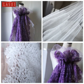 

LASUI Independent designer fabric mesh of three-dimensional perspective texture lace wedding dress high-grade cloth curtai F0009