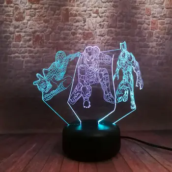 

Marvel Spiderman Model 3D NightLight LED 7 Mixed Colors Changing Light Avengers End game Iron Man Black Panther Figure Toys