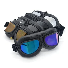 5 lentes Color casco gafas con lente de fumar motocicleta gafas Vintage piloto motorista cuero para moto gafas