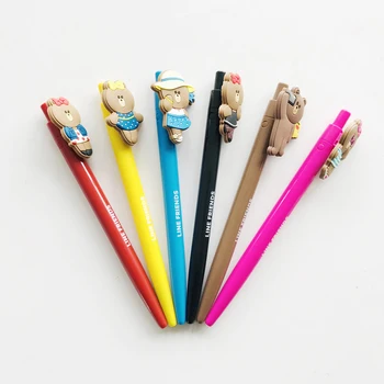 

1PC 0.5mm Black Ink Cute Brown Bear Spring Press Gel Pen Rollerball Pen Student Writing Stationery School Office Supply