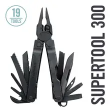 Мультитул LEATHERMAN-Super Tool 300 со сменными кусачками и пилой премиум-класса, черный/серебристый с ножкой MOLLE