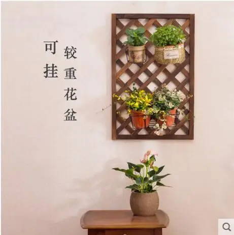 

Solid wood balcony wall flower rack wall hanging hole-free wall potted shelf indoor hanging flower pot