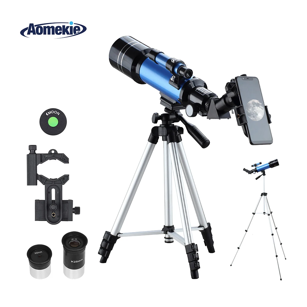  AOMEKIE 70400 Telescope for Beginner with Adjustable Tripod Phone Adapter Erect-Image Moon Watching