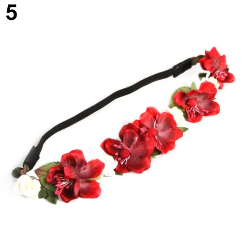 

Women Girls Bohemian Floral Flower Rose Party Wedding Hair Wreaths Headband Hair Band