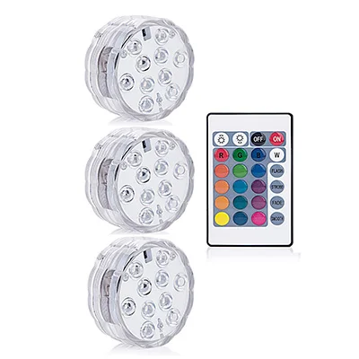 1 controller 3 Lamp Светодиодный погружной светильник на батарейках, 10 светодиодов, RGB, подводный ночник, светильник для сада, бассейна, для свадебной вечеринки, ваза, чаша - Испускаемый цвет: 1 controller 3 Lamp
