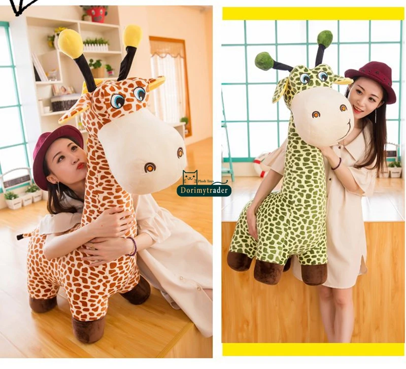 Dorimytrader New 100cm Giant Cute Soft Cartoon Giraffe Plush Toy Stuffed Animal Giraffe Doll Pillow Kids Play Toys Gift 39inches DY61686 (19)