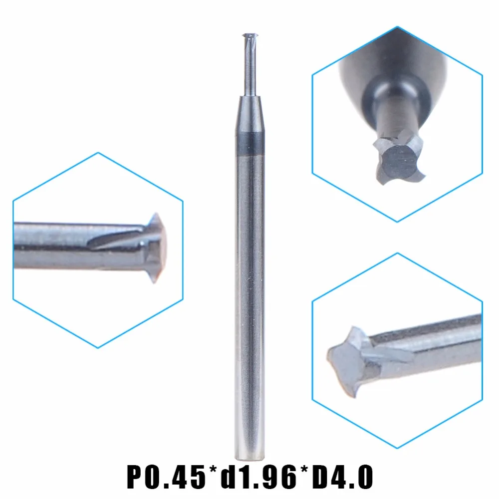 

1pc P0.45*d1.96*D4 carbide alloy Single teeth thread milling cutter cnc threading end mill cutting tool for metric thread