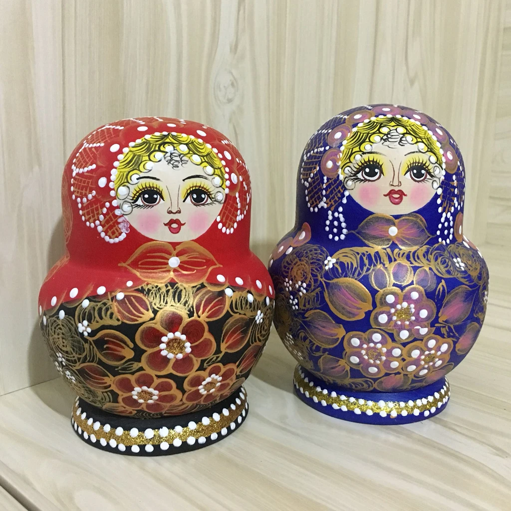 Hand Painted Wooden Nesting Dolls Matryoshka Babushka Set Russian Dolls Home Decoration Kids Birthday Chrismas Gifts
