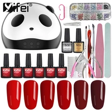 YIFEI дизайн ногтей DIY полный набор отмачивающийся Гель-лак маникюрные наборы 36 Вт отверждающая лампа набор ногтей Набор лаков инструменты для ногтей 33 цвета серия