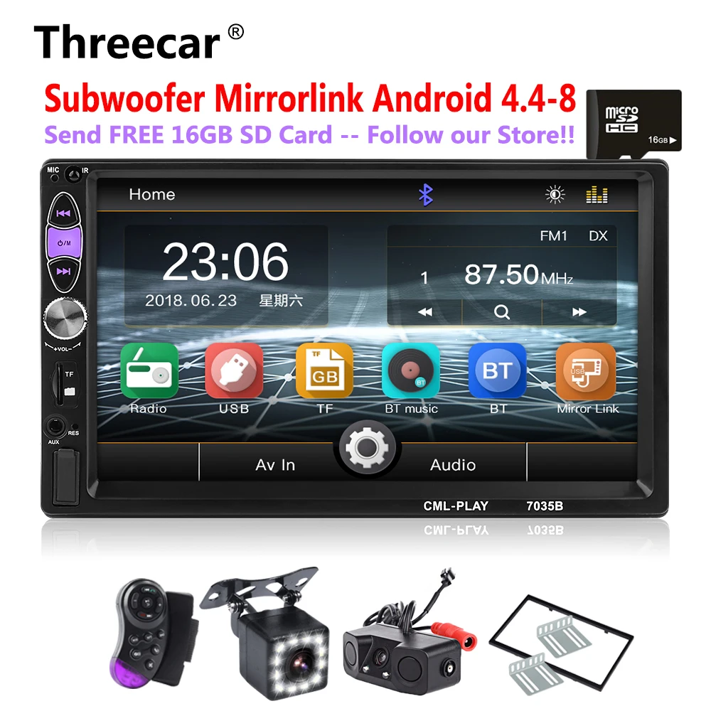 

Threecar 2 Din Car Radio Bluetooth Mirror link Android 2din Car Multimedia Player 7" HD Touch Autoradio MP5 Audio Stereo Free SD