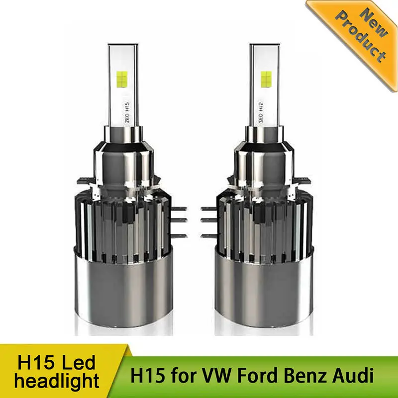 H15 Replacement Led Headlight Bulb Kit Error Free Canbus DRL Daytime Running Light 6000K White Light For VW Golf Touran Audi A3 Q7 Mercedes GLK300 GLK200 GLA260 DRL Headlamp Conversion Kits Lamp F(1)