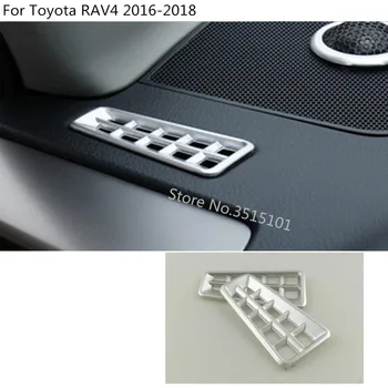 

Car styling cover garnish ABS chrome detector trim front Air condition Outlet Vent 2pcs For toyota RAV4 2016 2017 2018