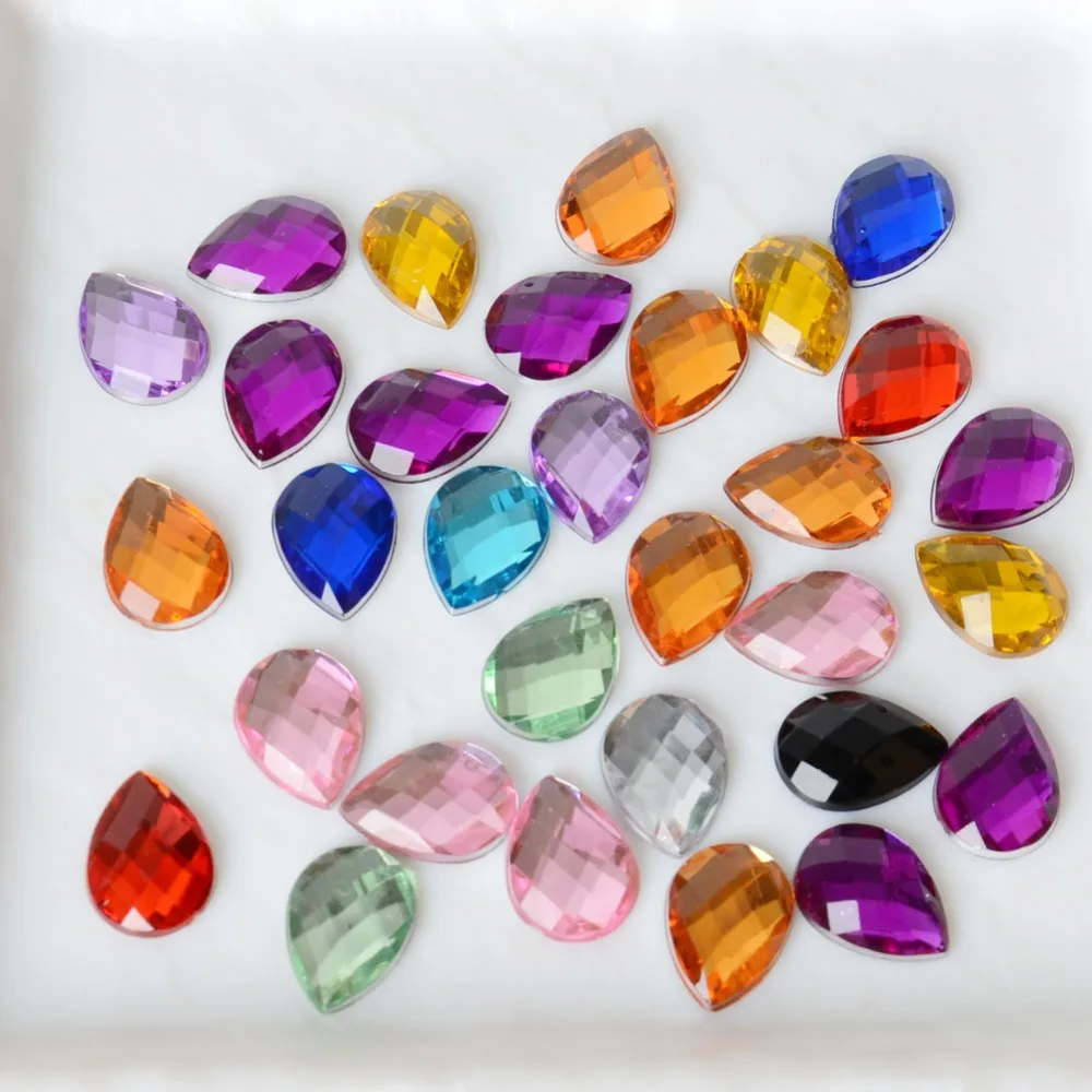 

BOLIAO Hot 30PCS 13*18mm Drop Acrylic Rhinestones Crystal Flatback Beads Home Decor DIY Crafts