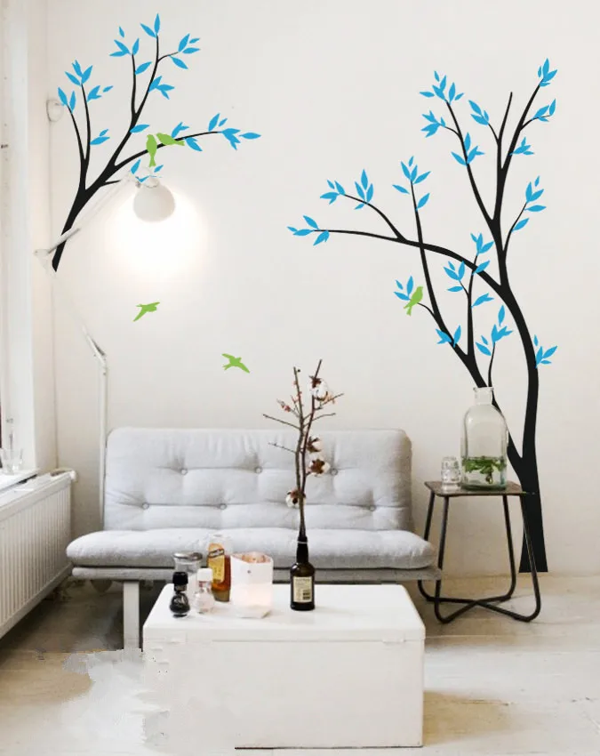 218 cm tall árbol verde grande con Aves pared pegatina vinilo Sala Adhesivos de pared decoración de la pared vinilos paredes d983