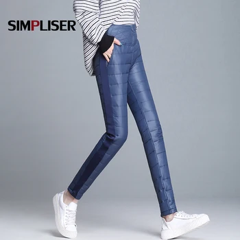 

6XL Pants Women Winter Down Cotton Trousers High Wasit Stretch Warm Pants 2018 Pencil Pants Female Outwear Pants Large Sizes