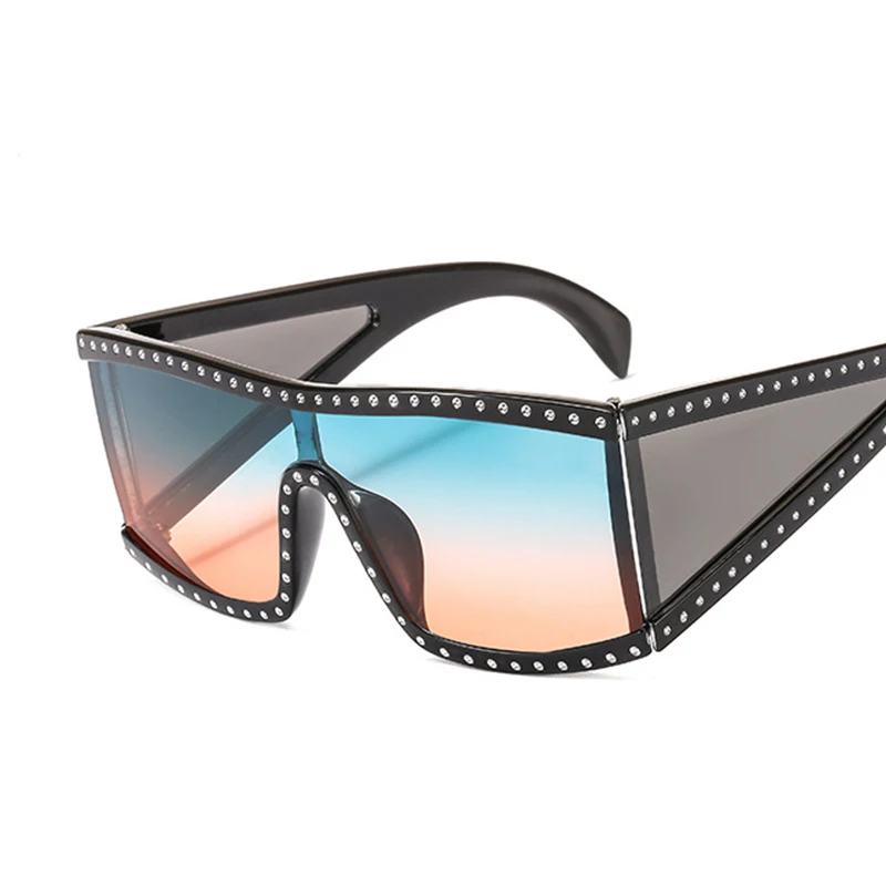 

vintage Wide side rectangular Sunglasses for women luxury branded designer tinted rectangular sunglasses shades Gradient Oculos