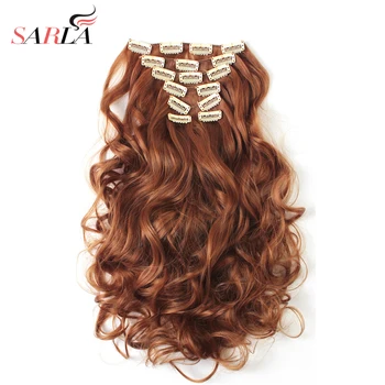 

SARLA 200pcs Long Wavy Clip In Synthetic Hair Extensions 7pcs/Set Heat Resist High Temperature Hairpiece 28 Colors Available 999
