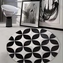 Роскошный ручной работы из воловьей кожи, 2 м, современный натуральный натуральная коровья кожа, круглый узор, декоративный коврик, коврик, кожаные коврики