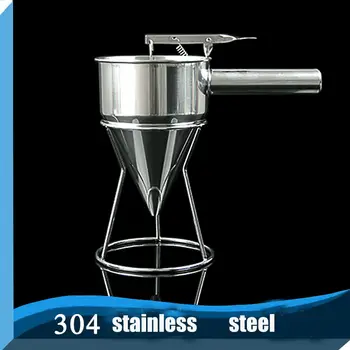 

New ARRIVAL Stainless Steel Takoyaki Funnel Waffle Maker Dispenser Octopus Tools with Rack