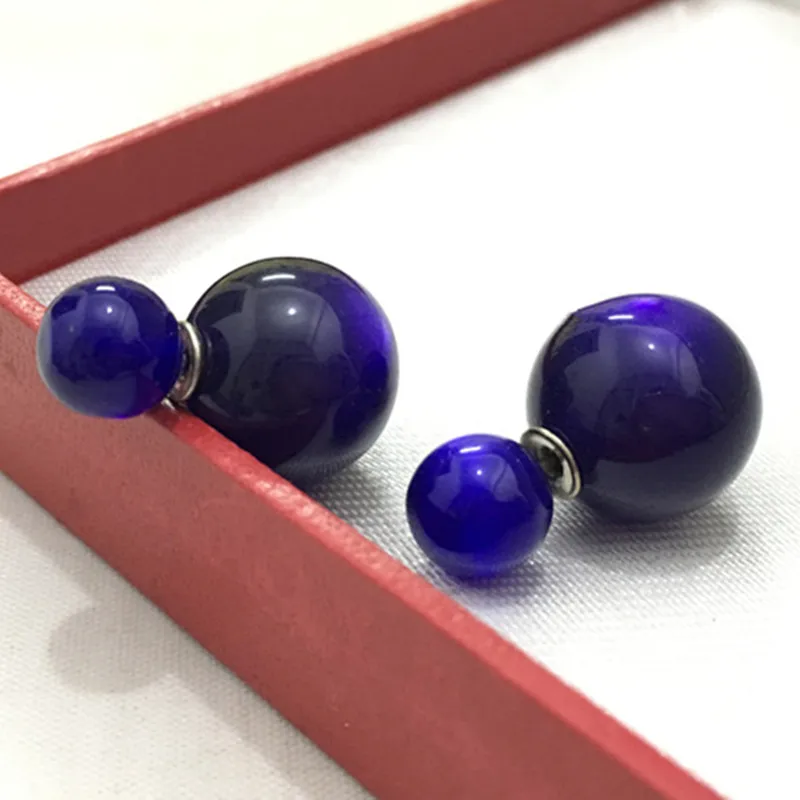 

2017 Fashion New Arrival Imitation Opal candy color double ball earrings 4ED100
