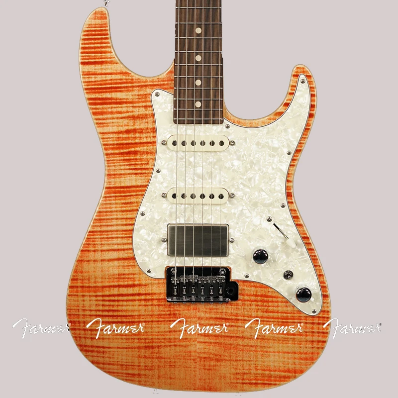 

Farmer customshop/Tom 6 string electric guitar/DROP TOP CLASSIC HSS NATURAL YELLOW SUN/free shipping/Customizable exclusive logo