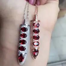 Натуральный красный гранат камень кулон S925 Серебряный натуральный драгоценный камень кулон Цепочки и ожерелья модные роскошные пуля якорь женские украшения для девочки