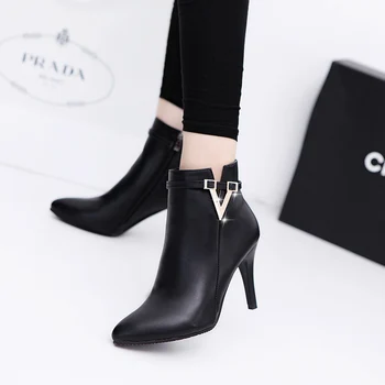 

Nice New Fashion Letter V Women Shoes , Office High Heels Rain Boots Ladies Elegant Oxford Shoes Women With Ankle Autumn Boot