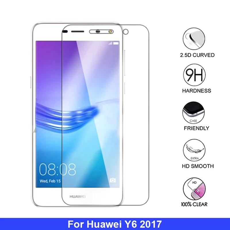 

2Pcs Tempered Glass for Huawei Y6 2017 Screen Protector 9H 2.5D Protection Film for Huawei Y6 2017 Tempered Glass MYA L11 L41