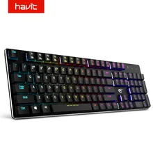 HAVIT Ultra Low Axis Mechanical Keyboard 104 Keys RGB Wired USB Mini Gaming Keyboard Metal Blue