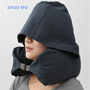 

ZHUO MO U-pillow Body Neck nap Neck Pillow with hat Pink Car Seat office Airplane sleeping physiotherapy Cushion travel Pillow