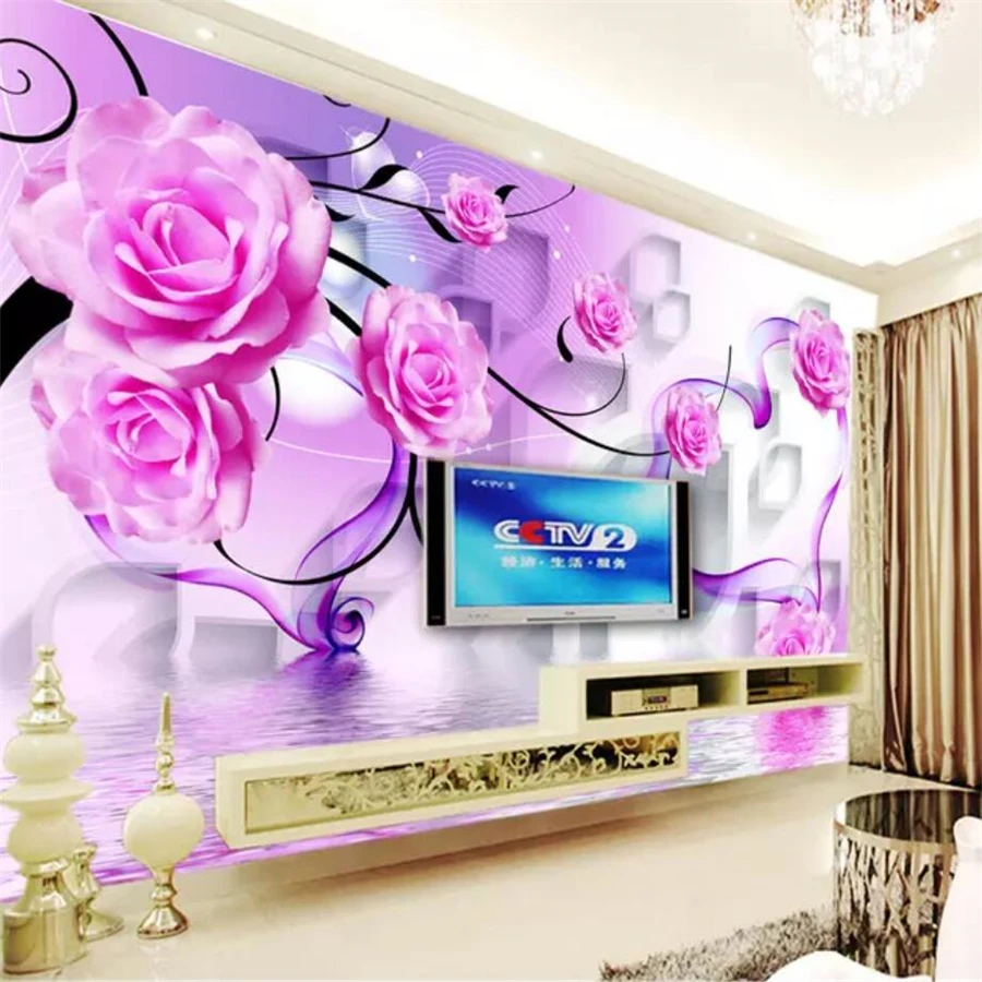 wellyu papel de parede Custom Wallpaper 3d Photo Murals Rose Rewind Diamond TV Background Wall Living room bedroom 3d wallpaper