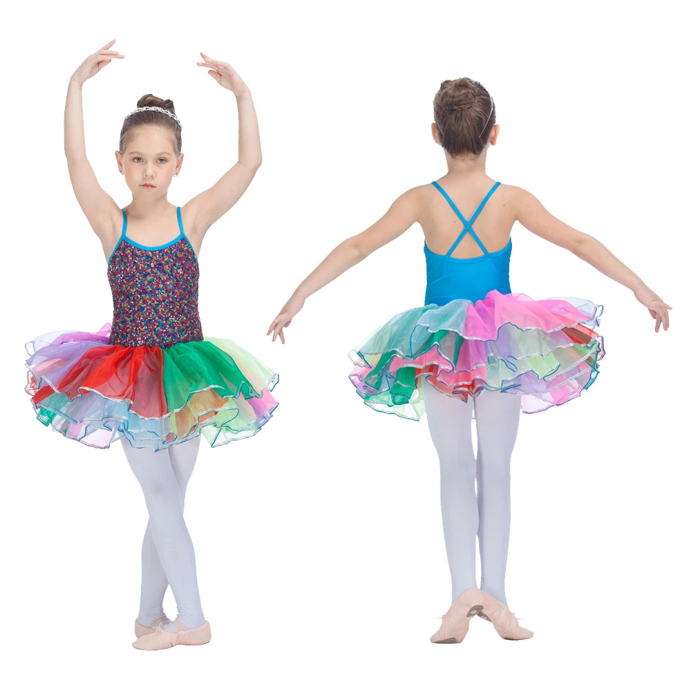 

Retail Wholesale Cross Back Straps Camisole Sequin Bodice Dance Leotard Tutu for Performance All Sizes