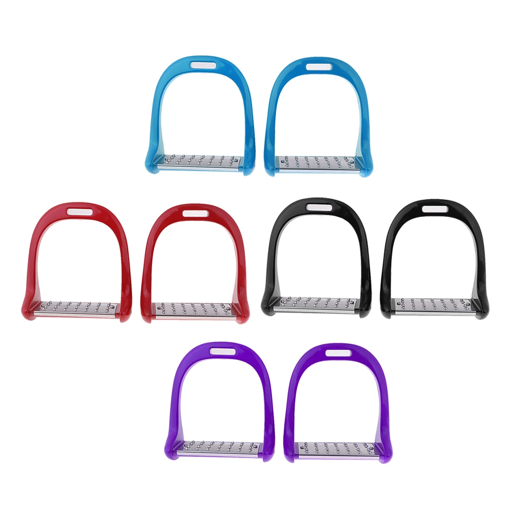 1Pair Anti Slip Aluminium Horse Saddle English Stirrups Horse Riding Equestrian Safety 18x15cm Plastic Safety Stirrups