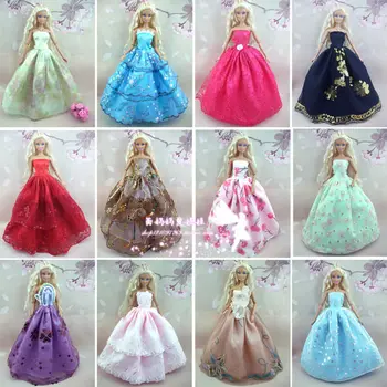 

New arrival 30items=10dress+10 shoes+10 hangers Party wedding Dress Clothes princess dress For Barbie doll