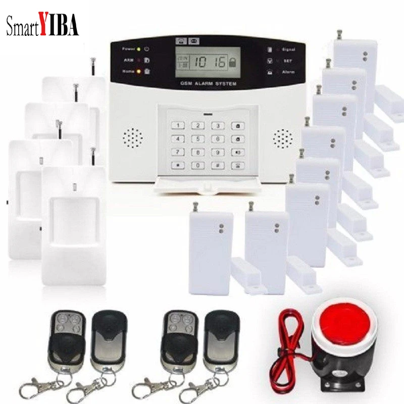 

SmartYIBA Wireless GSM SMS Home Security Alarm System One-Key-Control Red Siren PIR Motion Detection Door Sensor Alarm Kit