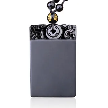 

Beautiful Handwork Natural Black Obsidian Carved Chinese GuanGong Lucky Amulet Pendant + Beads Necklace Fashion Jewelry