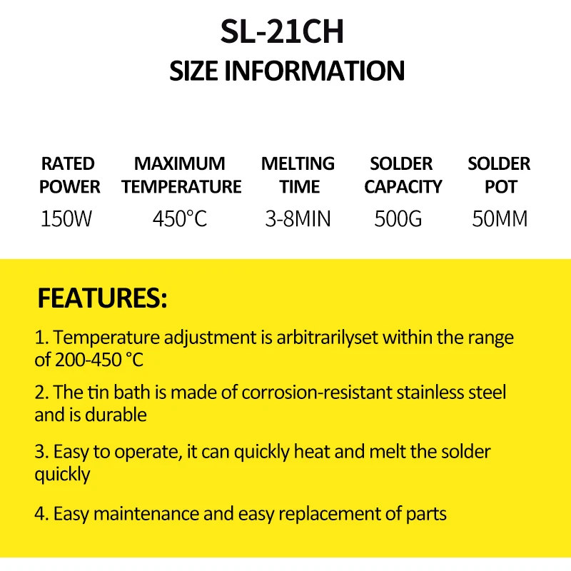 SL-21CH 150 Вт 50mm500g утолщение POTS ёмкость цифровой термостат привести горшок Титан Сплав Пайки 110 В 220