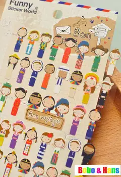 

New 1 pcs/set funny world people style paper sticker / Scrapbooking Decoration label / mobile sticker / Wholesale
