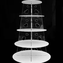 5 ярусов белый круг акриловое сердце кекс вечерние свадебные напольный стенд для выпечки трафарет FedEx