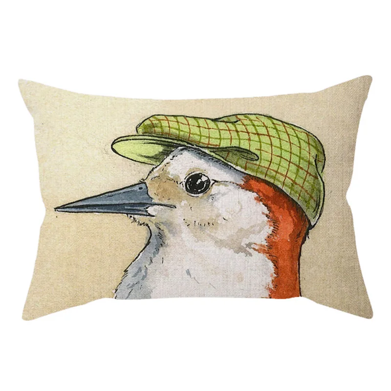 30x50cm Cute Animal Bird Wear a hat Colorful Vintage Sofa Decorative Throw Pillow Case Hen Crow Funny Car Chair Cushion Cover M088-7
